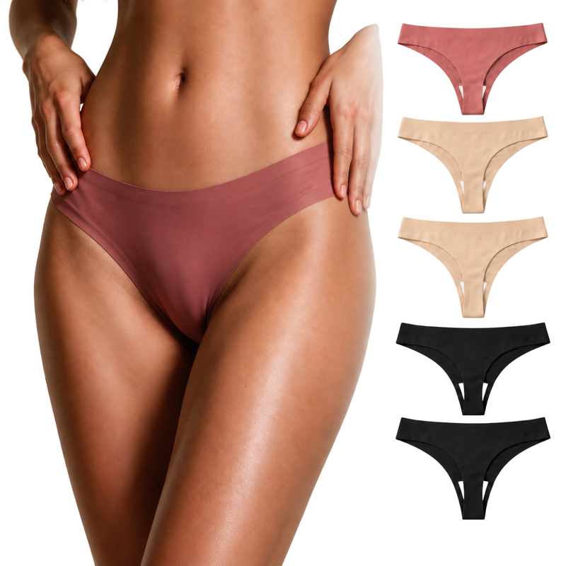 Kit 5 Calcinhas Femininas nu.a Fio Dental Sem Costura Sortidas | Corte Laser | Conforto Extremo, Para Academia, Não Marca, Segunda Pele