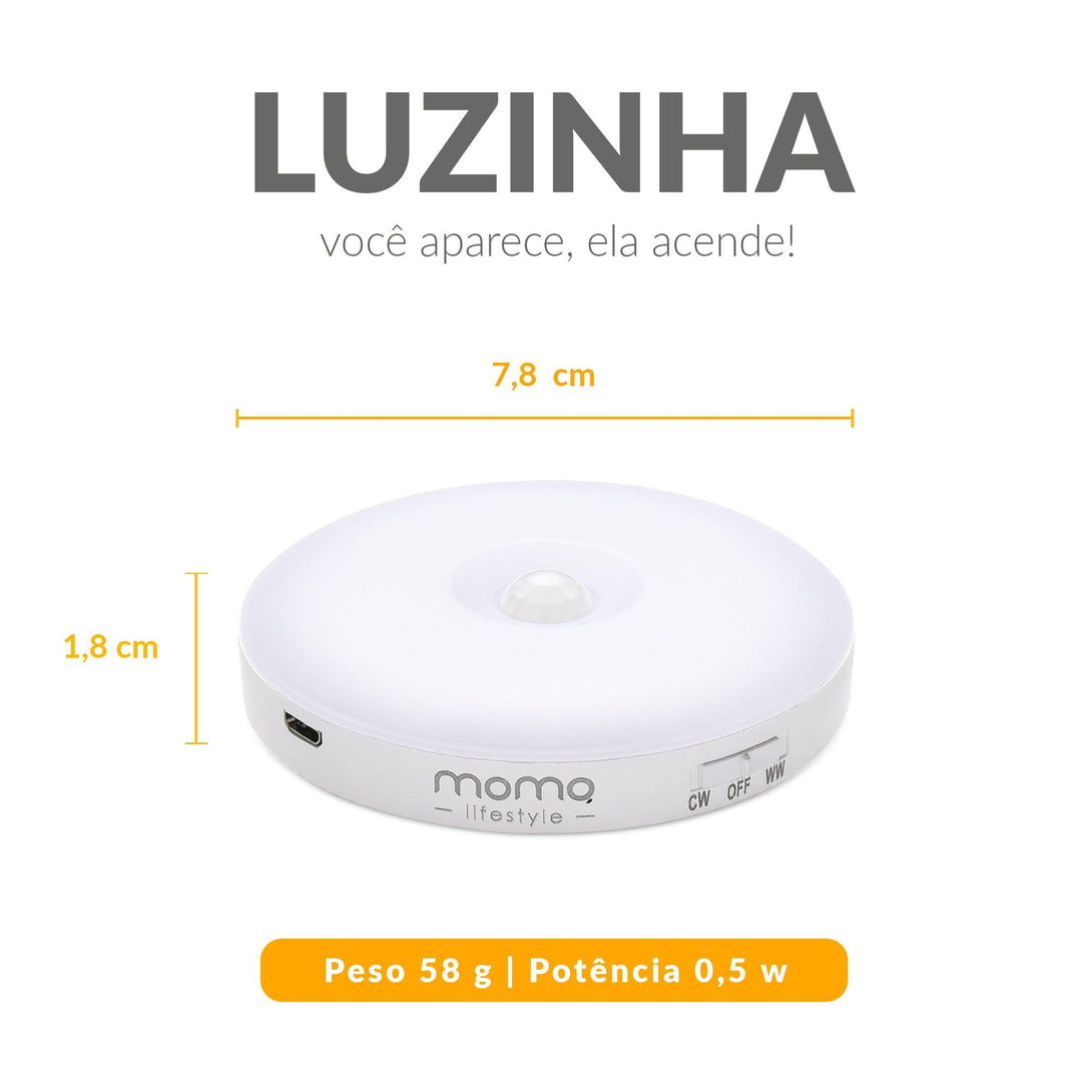 Luminária para armário com sensor de presença | Luzinha | Loja Momo -<span style="background-color:rgb(246,247,248);color:rgb(28,30,33);"> Momo Lifestyle </span>